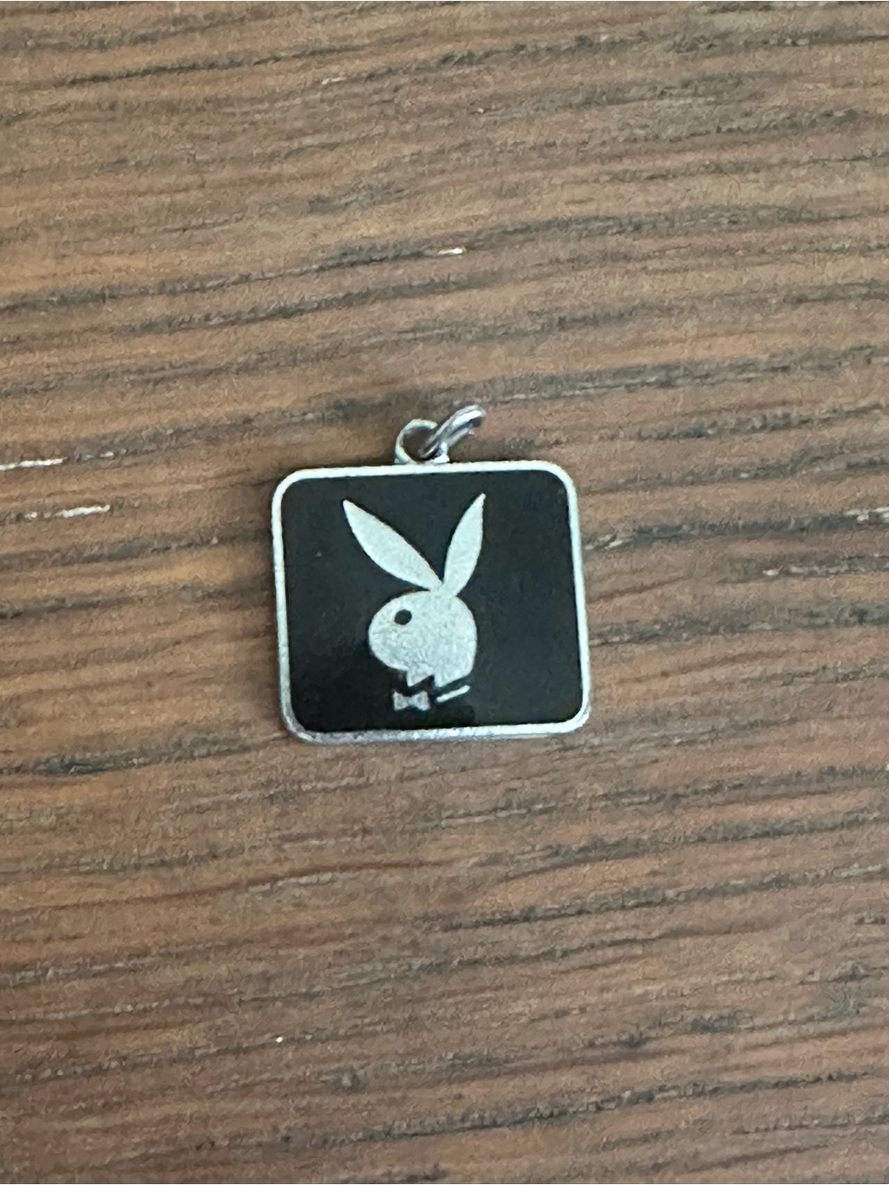 Playboy Black Enamel Silvertone Silver Tone Charm Vintage